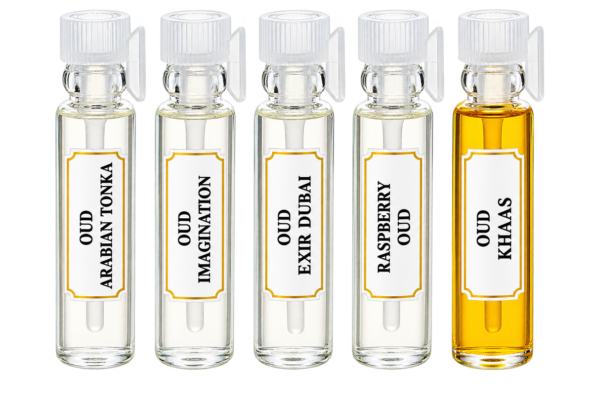 Perfume Oud Attar Oils 1ml Set Of 5 Sample Bottles