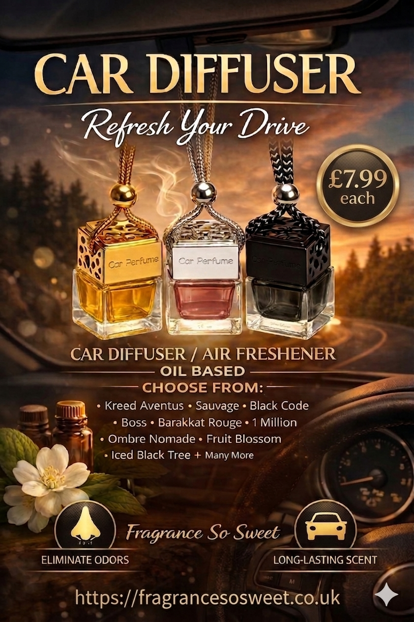 Oud Car Air Fresheners/ Diffusers Scent Oil Based